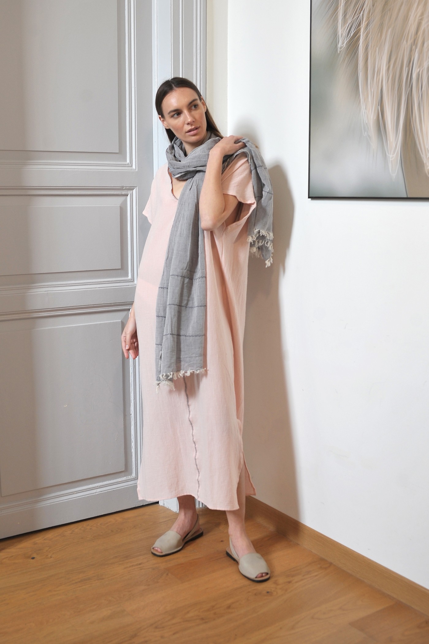 Blush Sile V Neck Kaftan Dress