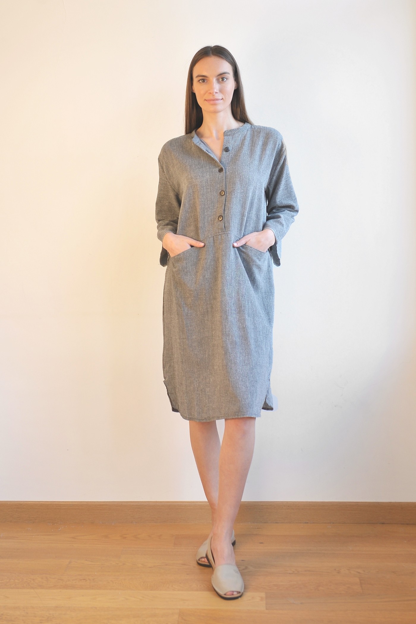 Charcoal Sile Tunic Dress 