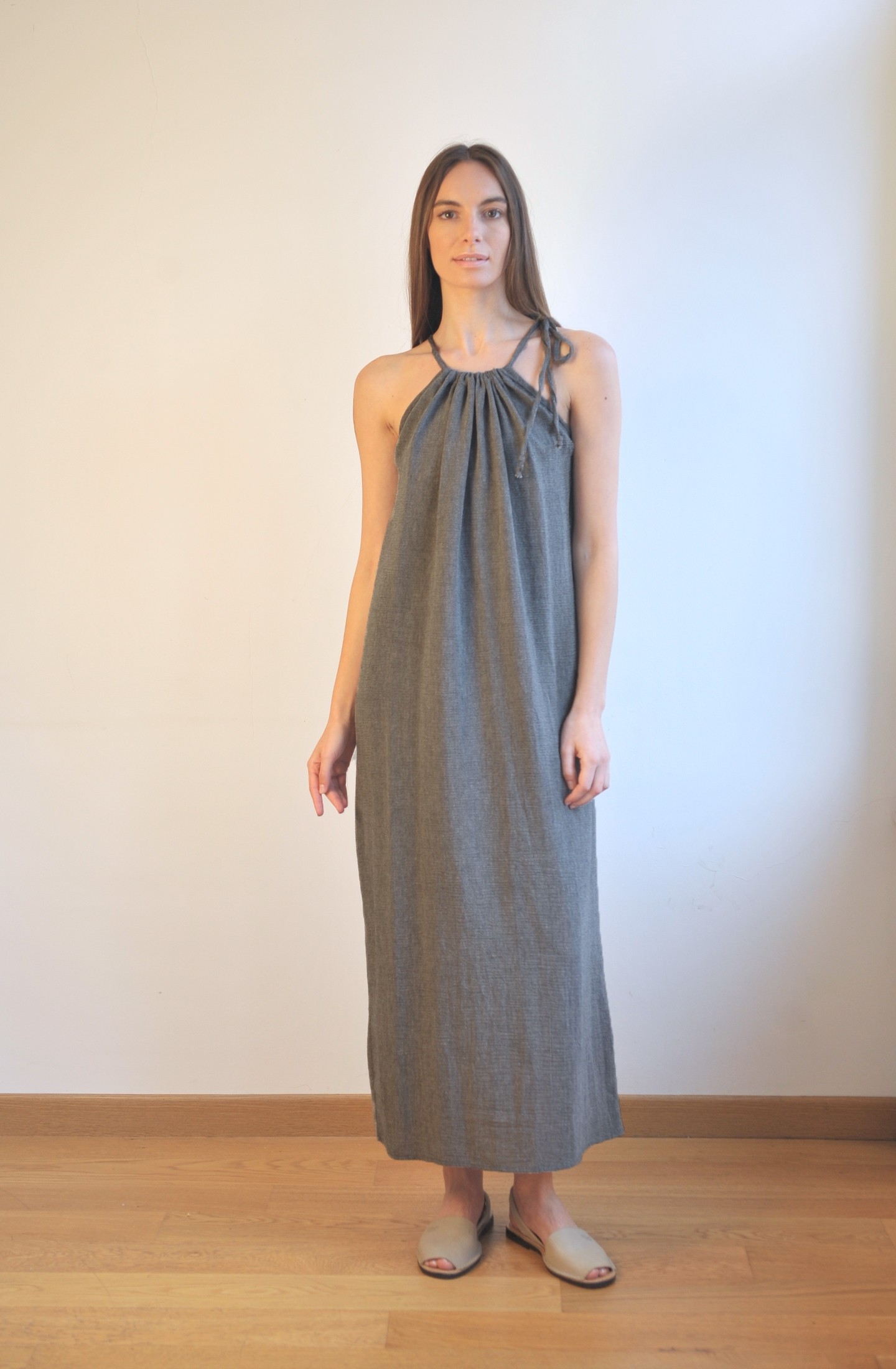 Charcoal Sile Halter Dress