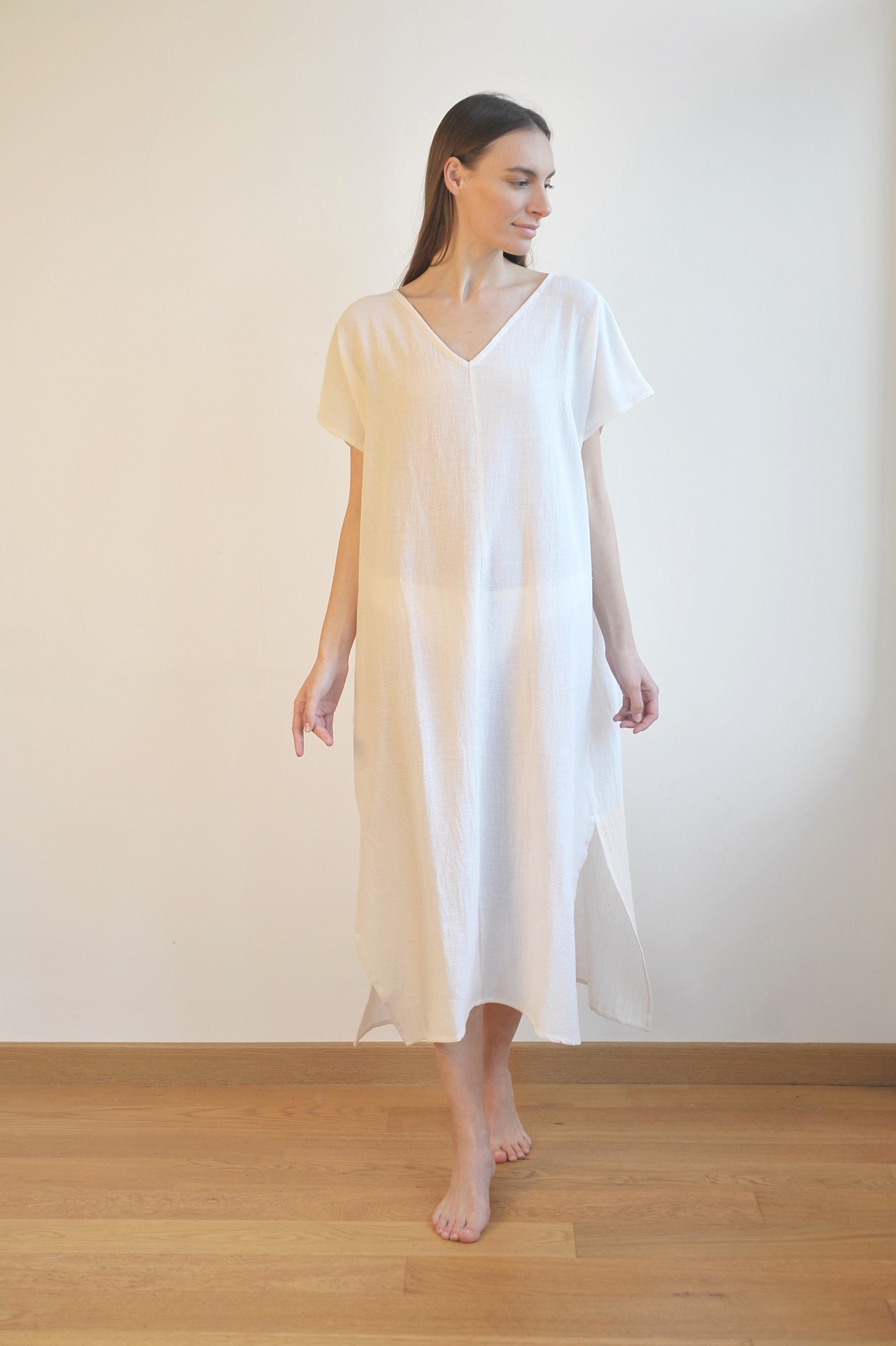 White Sile Basic Dress