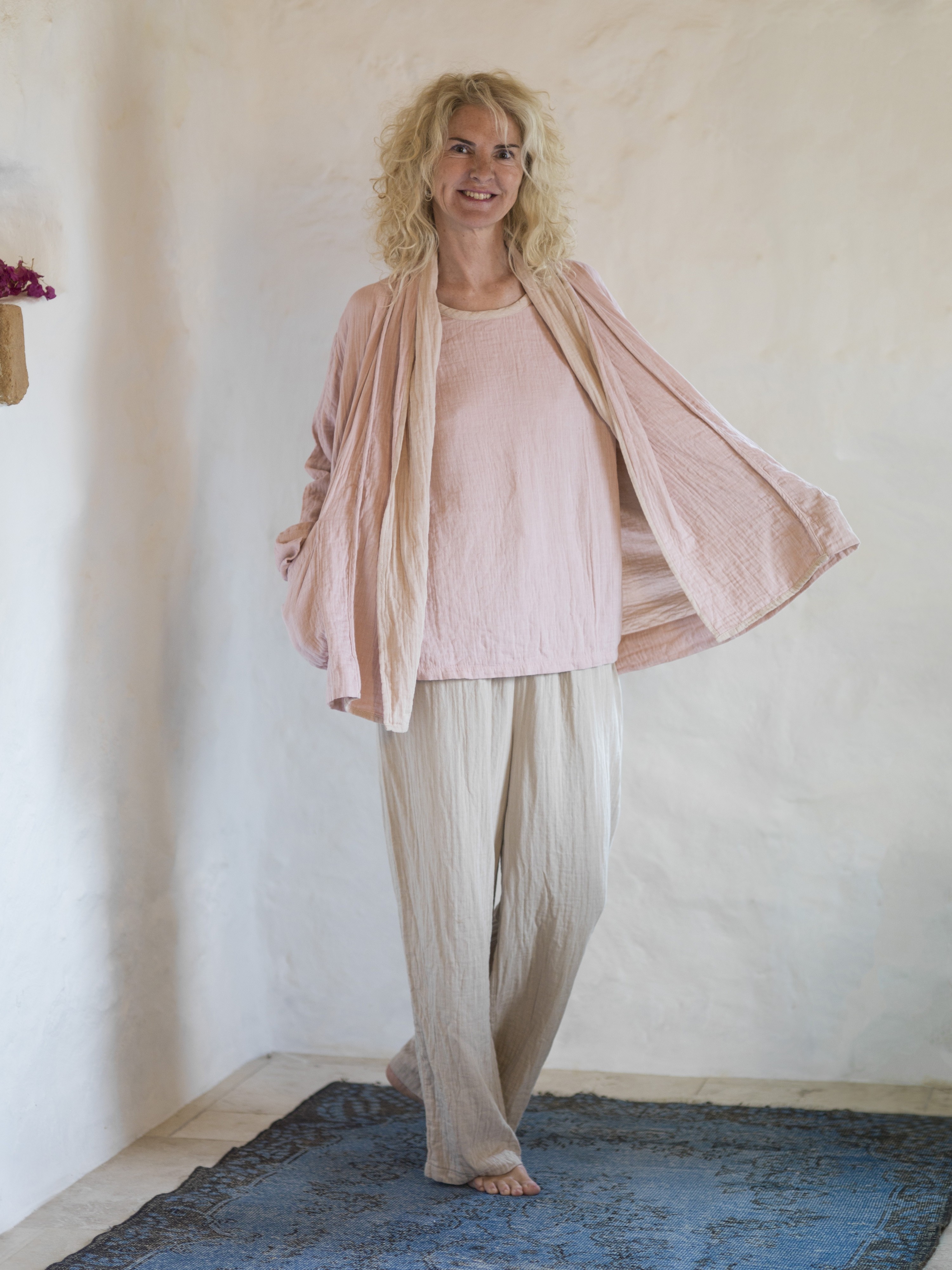 Blush-Taupe Muslin Cardigan