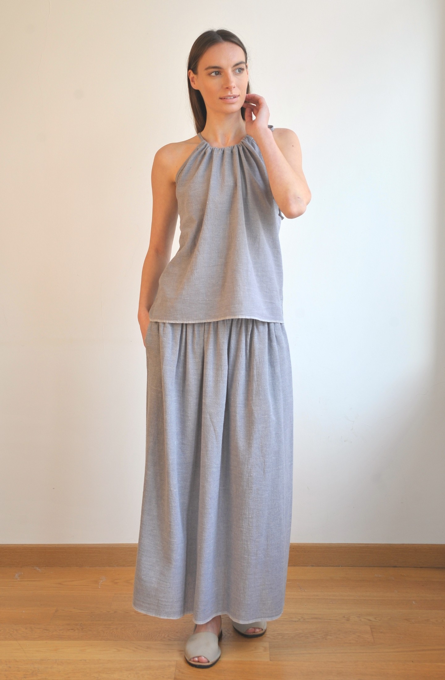 Grey SILE LONG SKIRT