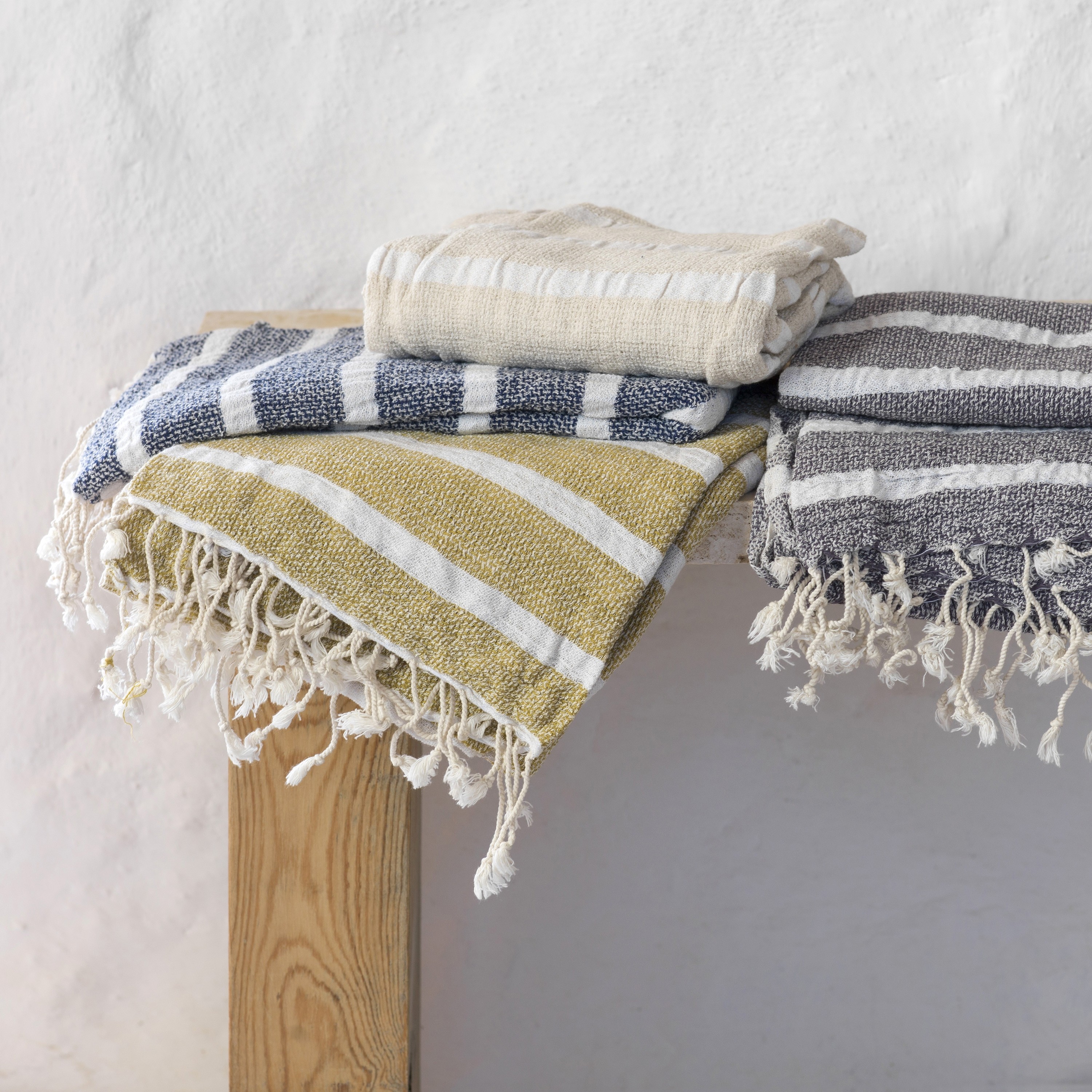 Grey Gauze Cotton Striped Turkish Towel