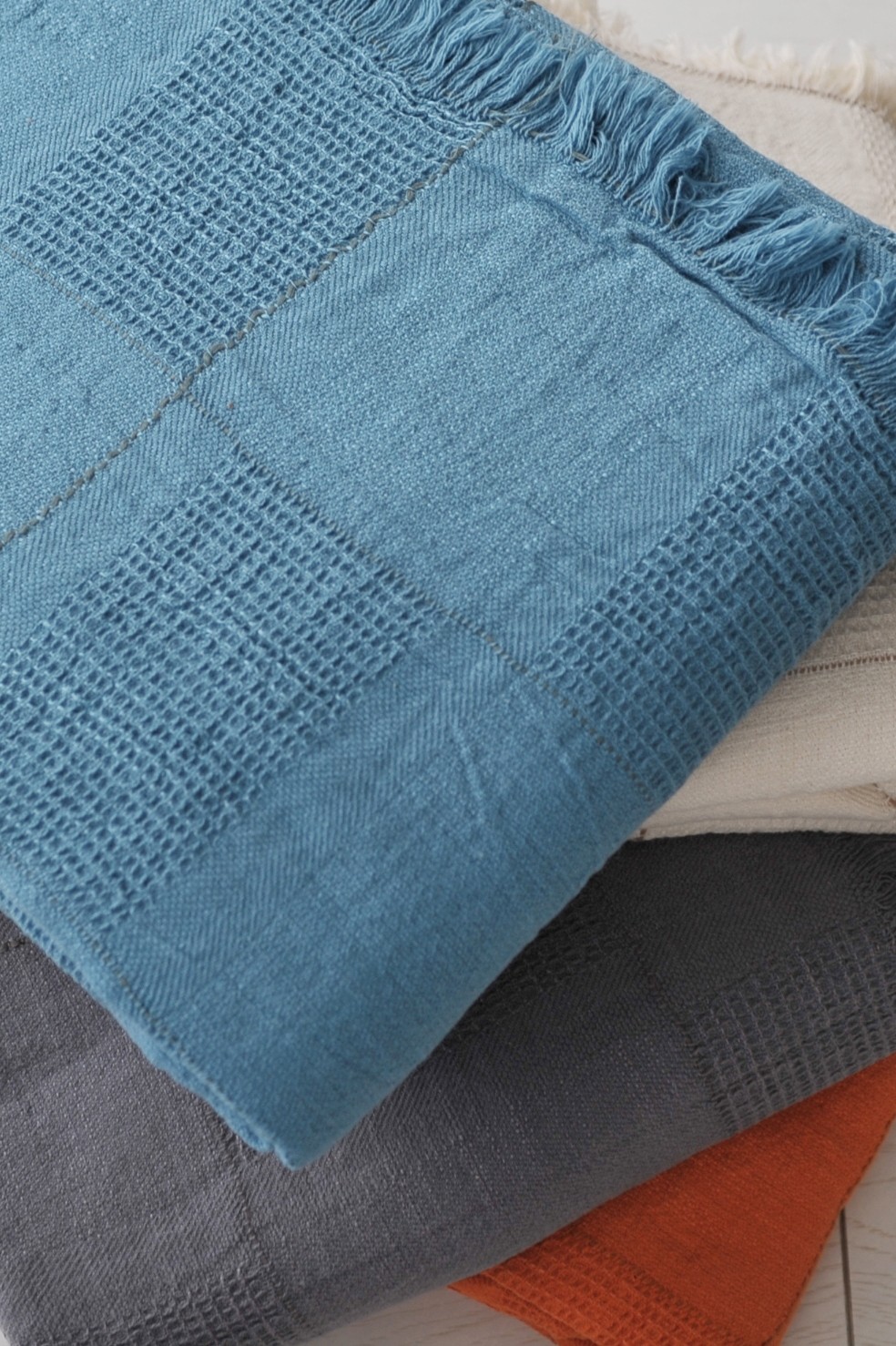 Navy Linen Blanket