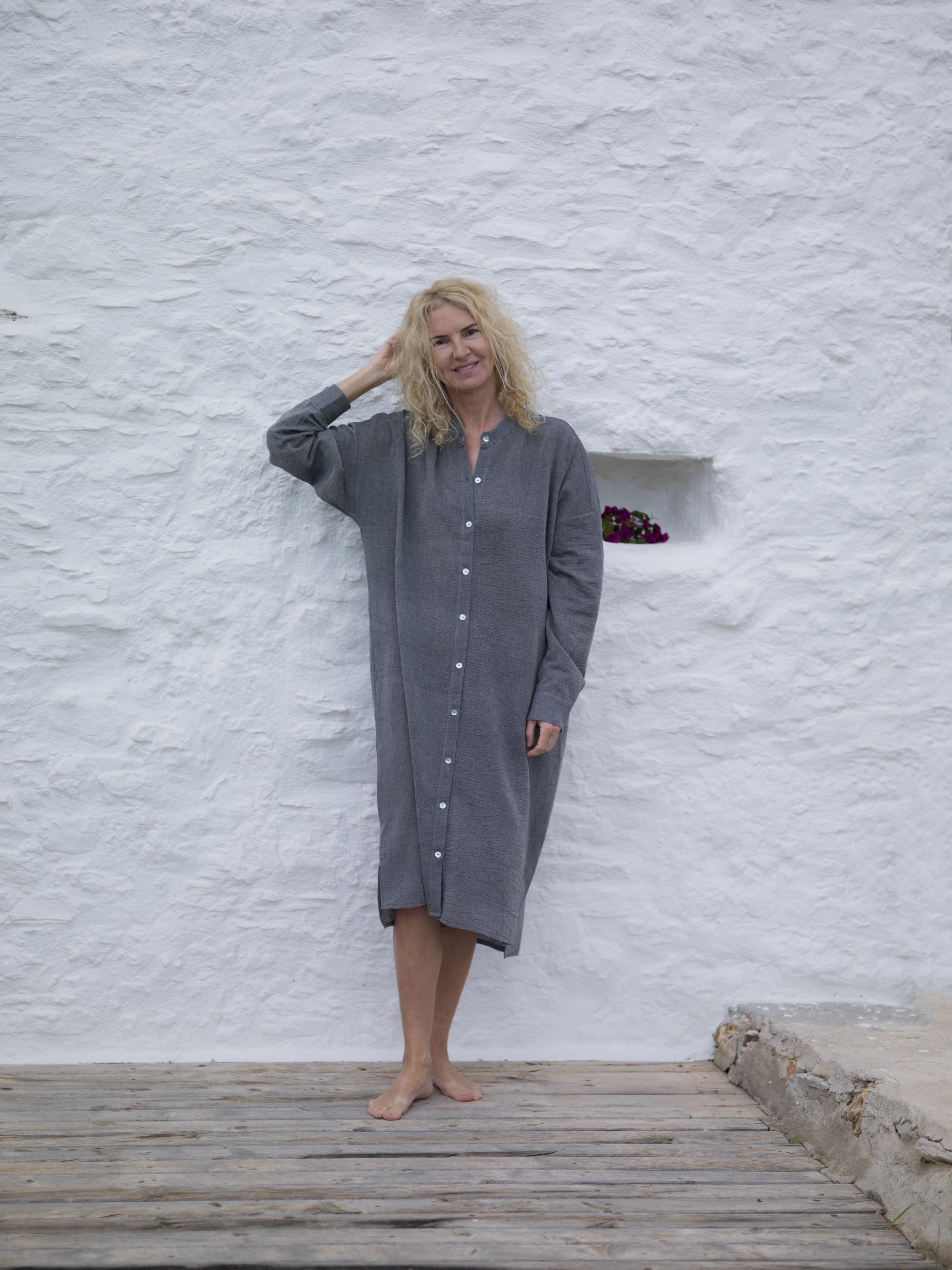 Charcoal Sile Shirt Tunic