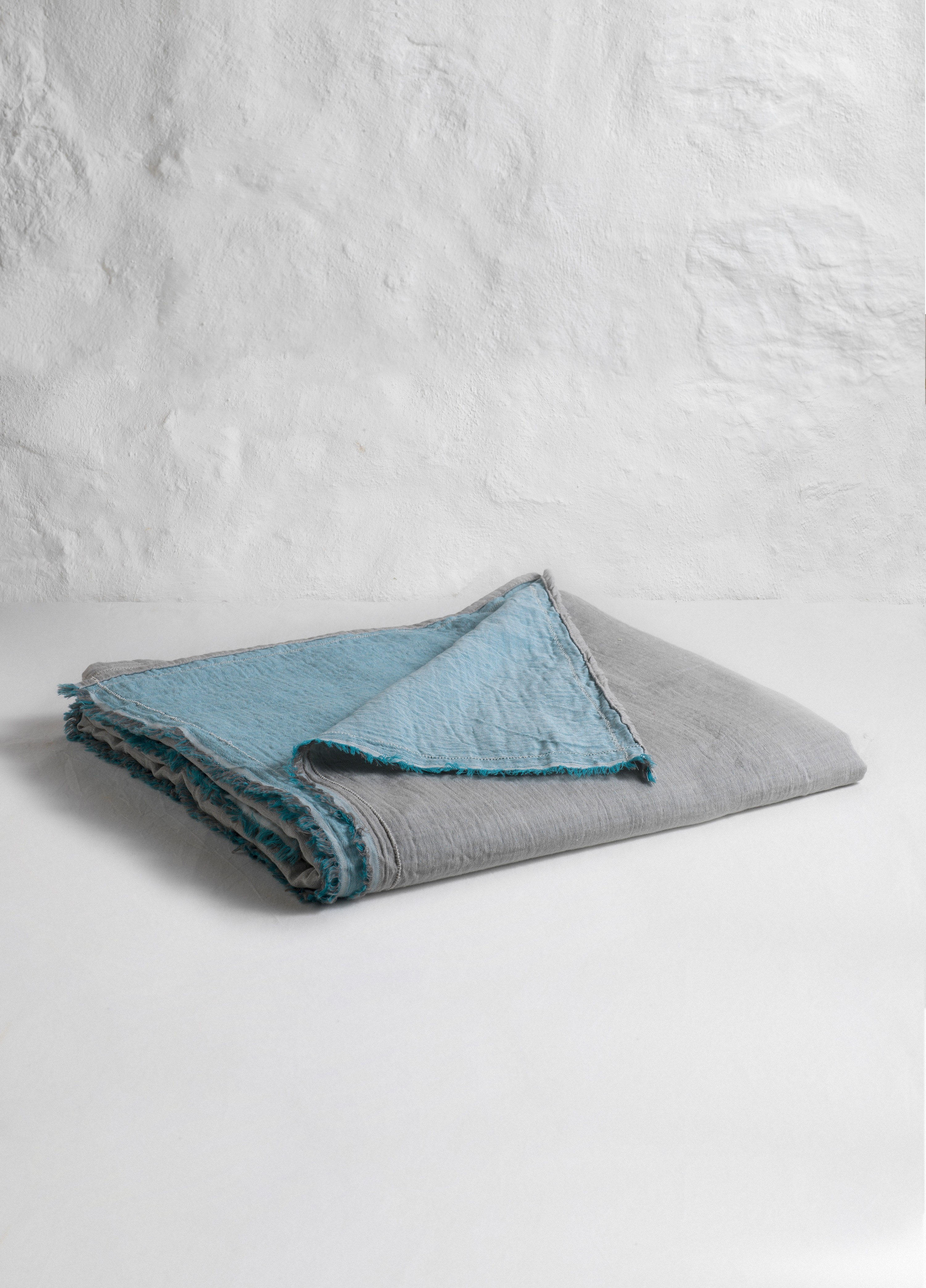 Grey-Turquoise Muslin Blanket