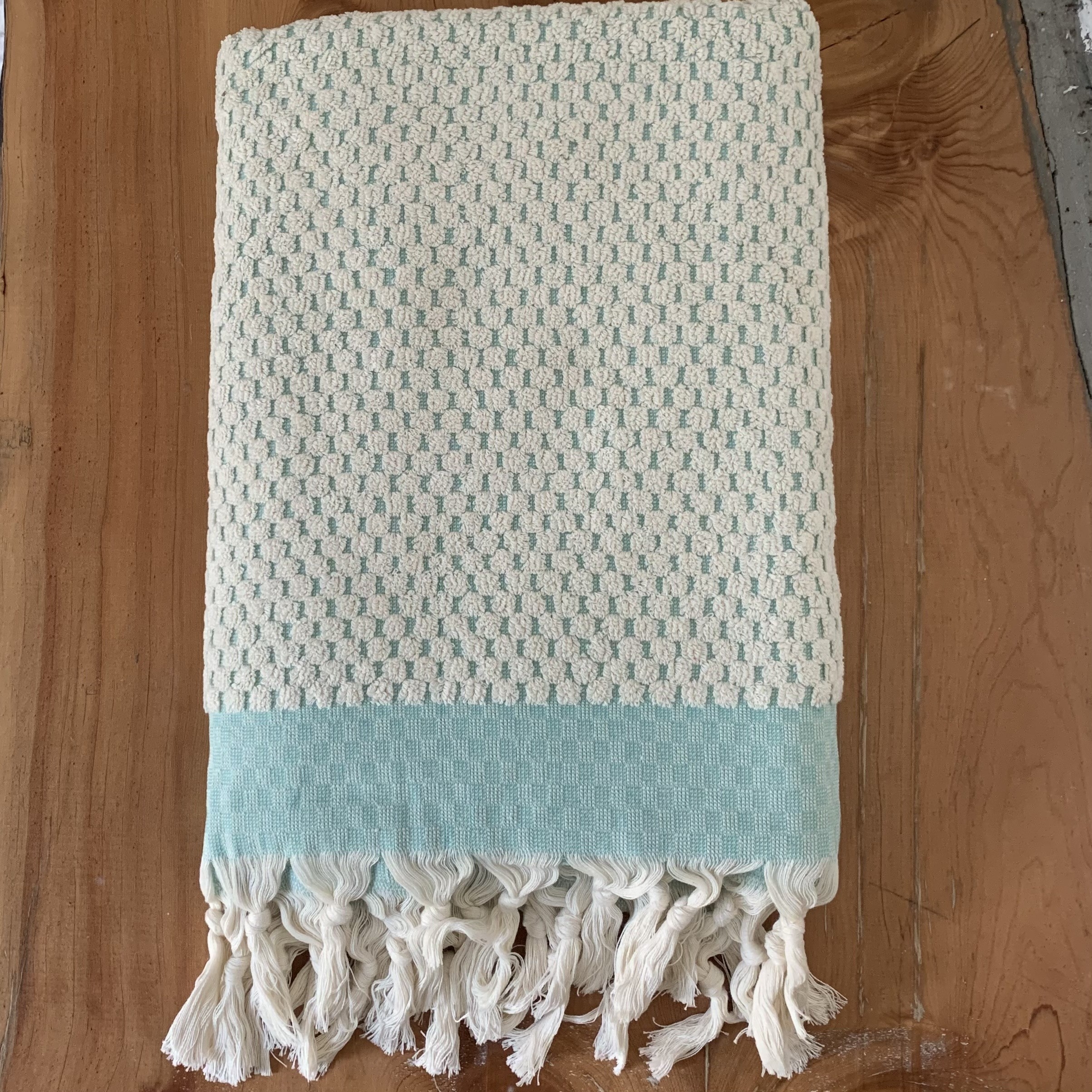 Mint Dotted Terry Bath Towel