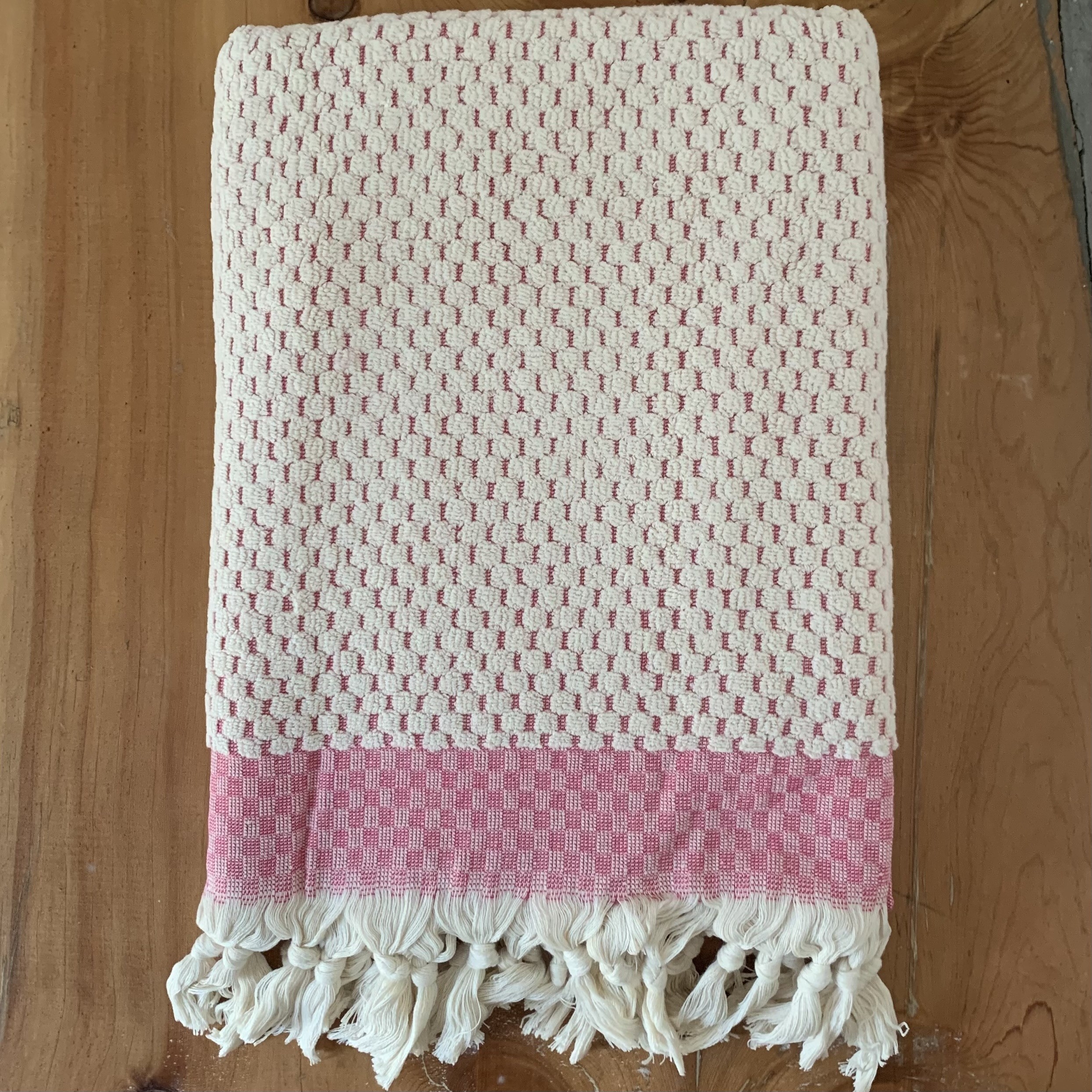 Pink Dotted Terry Bath Towel