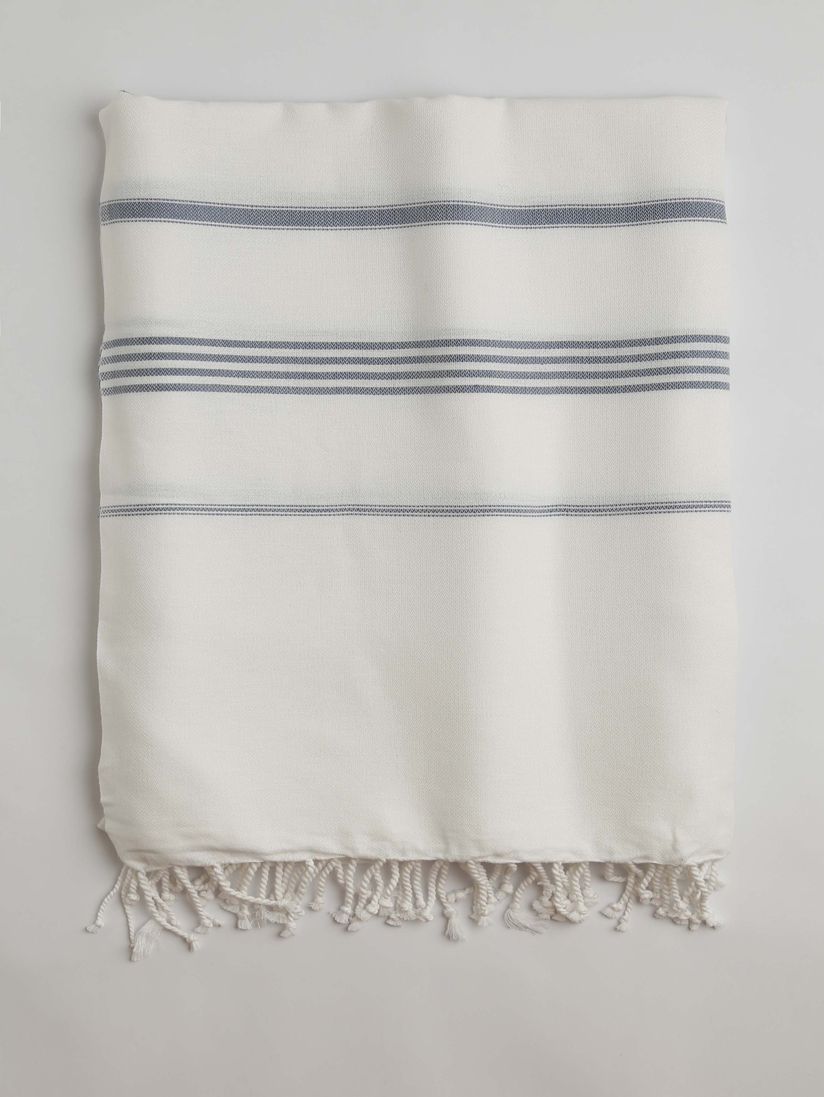 White-Jeans Blue Classic Large Turkish Towel