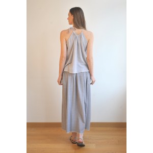 Grey Striped Sile Halter Top