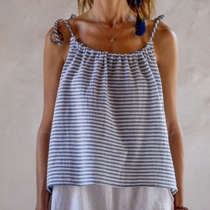 Bold Marine Striped Sile Slip Top