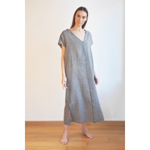 Charcoal Sile V Neck Caftan Dress