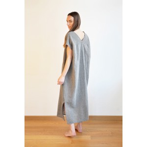 Charcoal Sile V Neck Caftan Dress