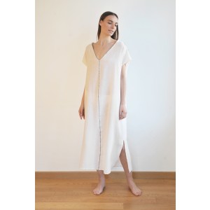 Off-White Sile V Neck Caftan Dress