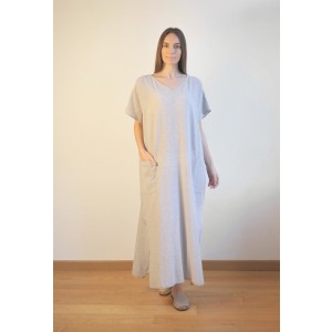 Grey Striped Sile Caftan