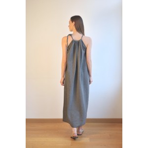 Charcoal Sile Halter Dress