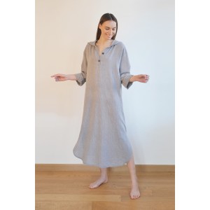 Grey Sile Hooded Caftan