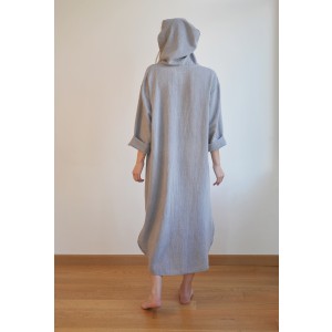 Grey Sile Hooded Caftan