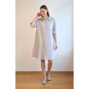 Grey Striped SILE MINI SHIRT DRESS