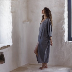 Charcoal Sile Maxi Caftan