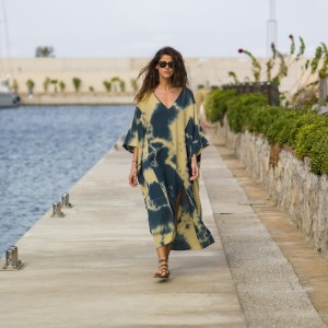 Indigo Tie-Dye Sile Maxi Caftan