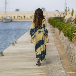 Indigo Tie-Dye Sile Maxi Caftan