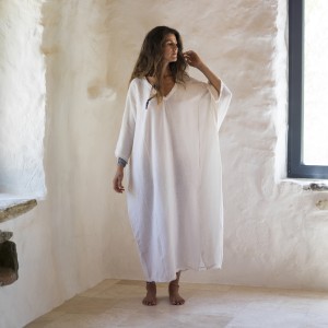 Off White Sile Maxi Caftan