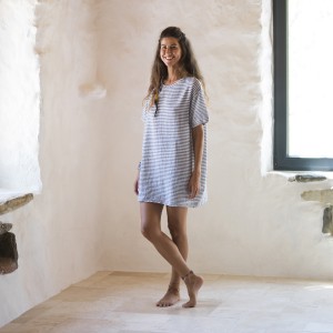 Bold Marine Striped Sile Marine T-Shirt Dress