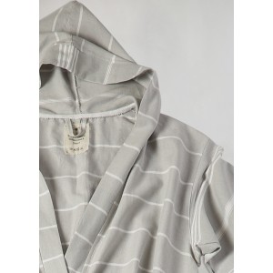 Light Grey-White Classic Hooded Bathrobe