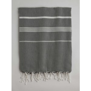 Dark Grey-White Classic Large Turkish Towel