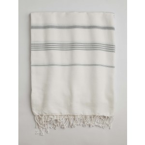 White-Grey Classic Large Turkish Towel