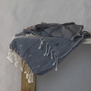 Grey Gauze Cotton Dobby Weave Turkish Towel