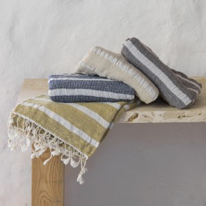 Grey Gauze Cotton Striped Turkish Towel