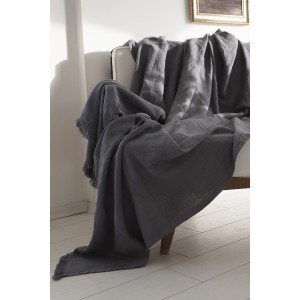 Dark Grey Linen Blanket