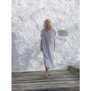 Grey Striped Sile Classic Caftan