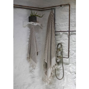 Taupe Striped Terry Bath Towel