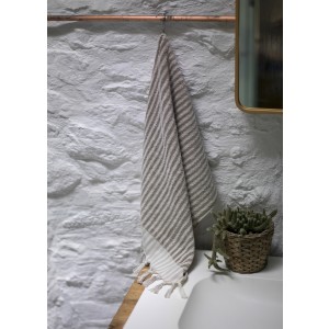 Taupe Striped Terry Hand Towel