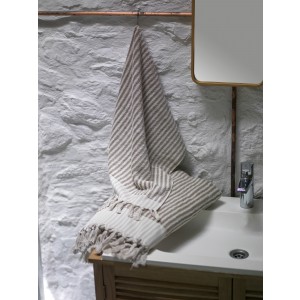 Taupe Striped Terry Hand Towel