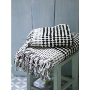 Black Dotted Terry Hand Towel