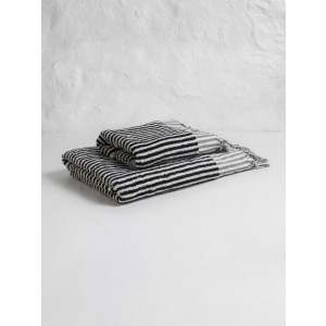 Black Striped Terry Bath Towel