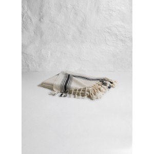 Natural / Bold Black Stripes in the middle Turkish Towel