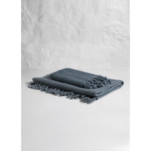 Grey Blue Waffle Hand Towel