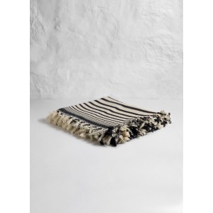 Natural/Black Bold Striped Throw