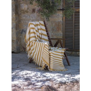 Natural/Mustard Bold Striped Throw