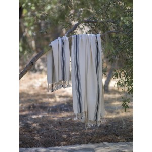 Natural / Bold Black Stripes in the middle Turkish Towel