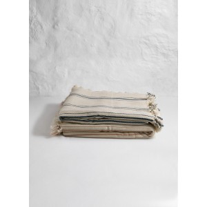 Natural/Marine Striped Blanket