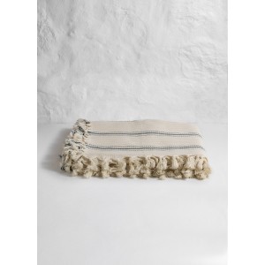 Natural/Marine Striped Throw