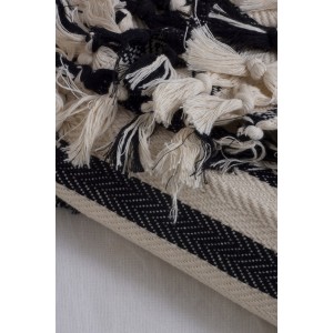 Natural/Black Bold Striped Blanket