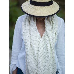 White-Khaki Linen Scarf