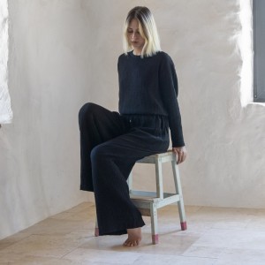 Muslin double-layered cotton long-sleeve tee